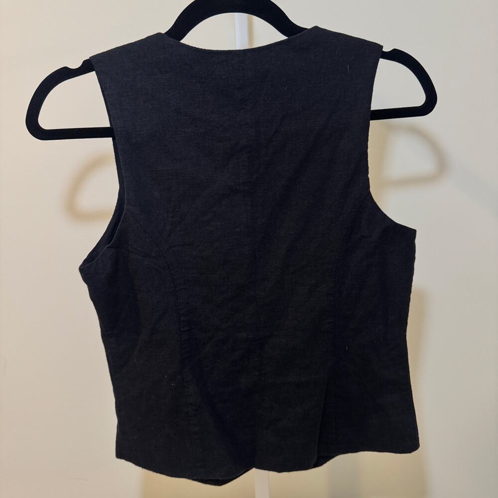 Express Black Linen Blend Button Front Vest – Size XS (NWT) - Picture 2 of 5
